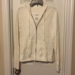 Aeropostale cute lace overlay zip up hoodie